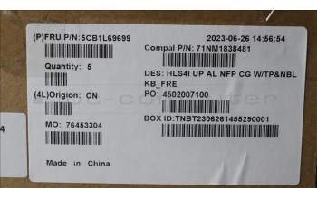 Lenovo 5CB1L69699 Tastatur inkl. Topcase_FRA C82XD NFP CG NBL AL
