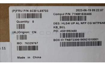 Lenovo 5CB1L69703 Tastatur inkl. Topcase_BEL C82XD NFP CG NBL AL