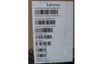 Lenovo 5CB1L72148 C-Abdeckung mit Tastatur, Skandinavien, Arktisgrau