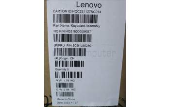 Lenovo 5CB1L80280 C-Abdeckung mit Tastatur, Französisch, sturmgrau