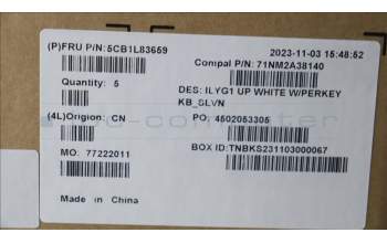 Lenovo 5CB1L83659 C-Cover with keyboard, Slovenian, White, RGB Backlight, UK