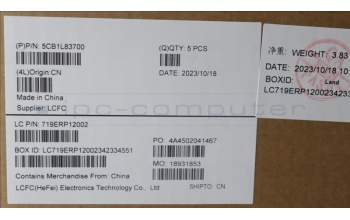 Lenovo 5CB1L83700 C-Cover with keyboard, Belgian, UK