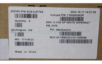 Lenovo 5CB1L87754 C-Abdeckung mit Tastatur, Ungarisch, Weiß, RGB-Hintergrundbel.