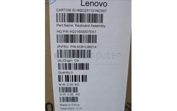 Lenovo 5CB1L88214 C-Cover with keyboard, Nordic, Mineral Grey, Fingerprint, UK