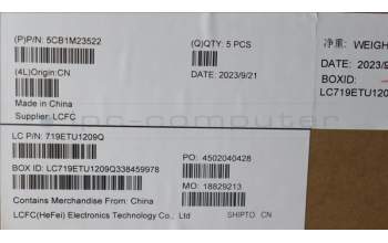 Lenovo 5CB1M23522 C-Cover with keyboard, French, Arctic Grey, Non-Backlight, Fingerprint, US