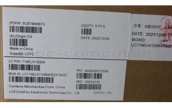 Lenovo 5CB1M46873 C-Cover with keyboard, UK English, Arctic Grey, Backlight, Fingerprint, UK