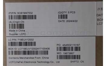 Lenovo 5CB1M47532 C-Cover with keyboard, Italian, Abyss Blue, Non-Backlight, Fingerprint, UK