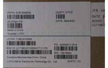 Lenovo 5CB1M48039 C-Cover with keyboard, US English Euro, Arctic Grey, Non-Backlight, Non-Fingerprint, US