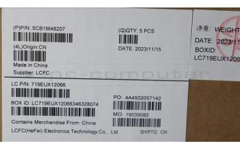 Lenovo 5CB1M48207 C-Cover with keyboard, Italian, Arctic Grey, Backlight, Non-Fingerprint, UK