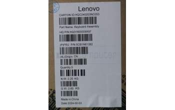 Lenovo 5CB1N61382 C-Cover with keyboard, Czech Slovakian, Cosmic Blue, w/Storm Grey Keycaps, UK