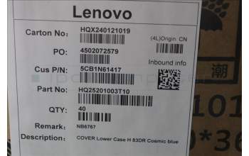 Lenovo 5CB1N61417 Lower Case, 83DR, Cosmic Blue