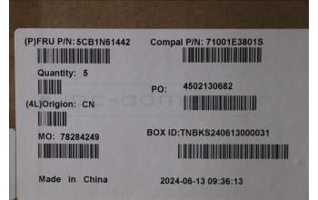 Lenovo 5CB1N61442 C-Cover with keyboard, French, Eclipse Black, White Backlight, US