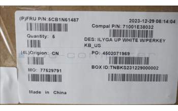 Lenovo 5CB1N61487 C-Cover with keyboard,English,White,RGB Backlight