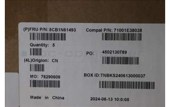 Lenovo 5CB1N61493 C-Cover with keyboard, Arabic, White, RGB Backlight, US