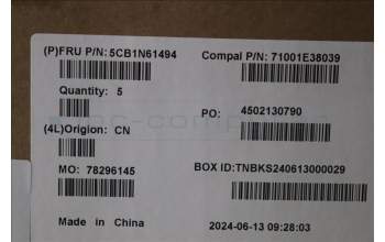 Lenovo 5CB1N61494 C-Cover with keyboard, Hebrew, White, RGB Backlight, US