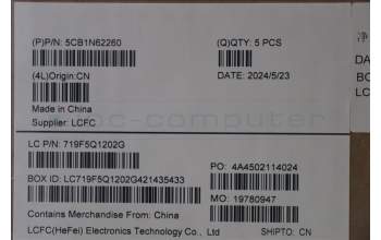 Lenovo 5CB1N62260 C-Cover with keyboard, German, Tidal Teal, w/puresight pro logo, UK