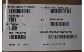 Lenovo 5CB1N65003 C-Cover with keyboard, English, Cloud Grey, Backlight, Fingerprint, US