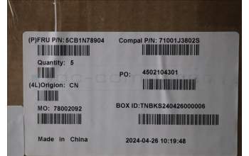 Lenovo 5CB1N78904 C-Cover with keyboard, German, Cloud Grey, Backlight, Non-Fingerprint, UK