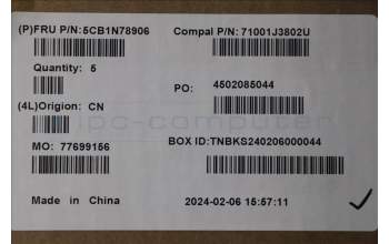 Lenovo 5CB1N78906 Tastatur inkl. Topcase_HUN C 83G1 CG NFP BL