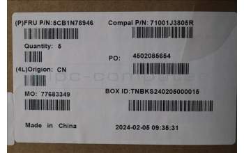 Lenovo 5CB1N78946 C-Cover with keyboard, English, Cloud Grey, Non-Backlight, Non-Fingerprint, US