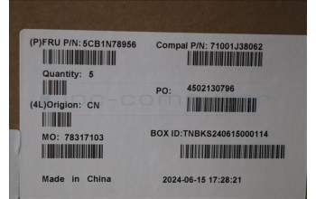 Lenovo 5CB1N78956 C-Cover with keyboard, UK English, Cloud Grey, Non-Backlight, Non-Fingerprint, UK