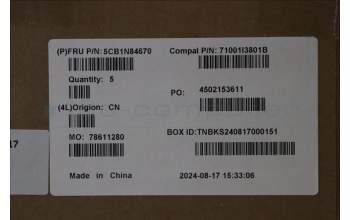 Lenovo 5CB1N84670 C-Cover with keyboard, Switzerland, Luna Grey, Backlight, UK