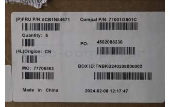 Lenovo 5CB1N84671 C-Cover with keyboard, Bulgarian, Luna Grey, Backlight, UK