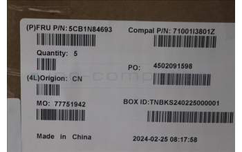 Lenovo 5CB1N84693 C-Cover with keyboard, Nordic, Luna Grey, RGB Backlight, UK