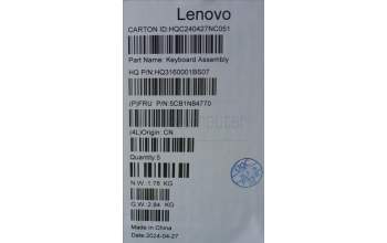 Lenovo 5CB1N84770 C-Cover with keyboard, German, Tidal Teal, w/puresight pro logo, UK