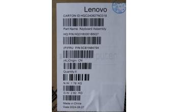 Lenovo 5CB1N84794 C-Cover with keyboard, Slovenian, Tidal Teal, w/puresight pro logo, UK
