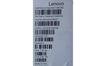 Lenovo 5CB1N90798 C-Cover with keyboard, Russian, Luna Grey, US