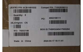 Lenovo 5CB1N91032 Tastatur inkl. Topcase SWS C83FW NFP CG BL AL