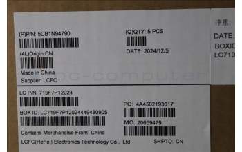 Lenovo 5CB1N94790 C-Cover with keyboard, US English Euro, Arctic Grey, Backlight, US