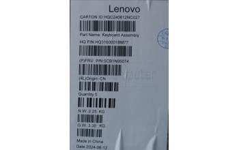 Lenovo 5CB1N95074 C-Cover with keyboard, Russian, Luna Grey, Fingerprint, US