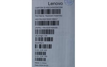 Lenovo 5CB1N95095 C-Cover with keyboard, UK English, Cosmic Blue, Fingerprint, UK