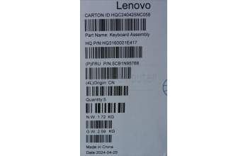 Lenovo 5CB1N95768 C-Cover with keyboard, Portuguese, Storm Grey, FingerPrint, UK