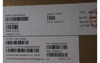 Lenovo 5CB1N97536 C-Cover with keyboard, Nordic, Arctic Grey, Non-Backlight, UK