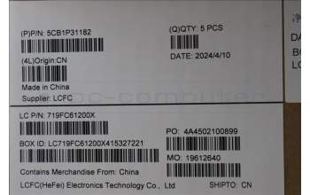 Lenovo 5CB1P31182 C-Cover with keyboard, English, Storm Grey, w/Screw, US