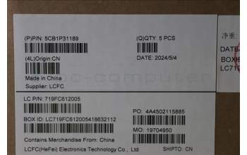 Lenovo 5CB1P31189 C-Cover with keyboard, Greek, Storm Grey, w/Screw, US