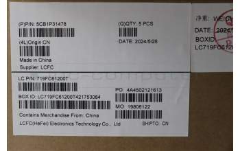 Lenovo 5CB1P31478 C-Cover with keyboard, Portuguese, Storm Grey, w/Screw, UK