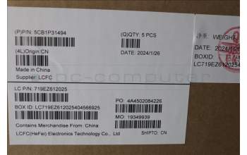 Lenovo 5CB1P31494 C-Cover with keyboard, Czech Slovakian, Arctic Grey, UK