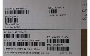 Lenovo 5CB1P31502 C-Cover with keyboard, Hebrew, Arctic Grey, US