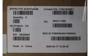 Lenovo 5CB1P33448 C-Cover with keyboard, Hebrew, Cloud Grey, Backlight, FingerPrint, US