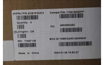 Lenovo 5CB1P33472 C-Cover with keyboard, English, Cloud Grey, Backlight, Non-Fingerprint, US