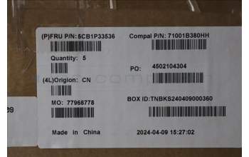 Lenovo 5CB1P33536 C-Cover with keyboard, US English Euro, Abyss Blue, Backlight, Non-Fingerprint, US