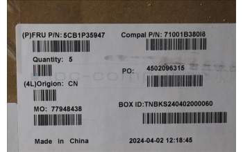 Lenovo 5CB1P35947 C-Cover with keyboard, Czech Slovakian, Abyss Blue, Backlight, Non-Fingerprint, UK