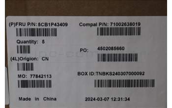 Lenovo 5CB1P43409 C-Cover with keyboard, Bulgarian, White Backlight, UK