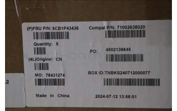 Lenovo 5CB1P43436 C-Cover with keyboard, Belgian, RGB Backlight, UK