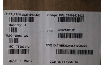 Lenovo 5CB1P43438 C-Cover with keyboard, Slovenian, RGB Backlight, UK