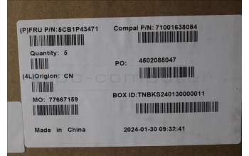 Lenovo 5CB1P43471 C-Cover with keyboard, English, Cloud Grey, Backlight, Fingerprint, US